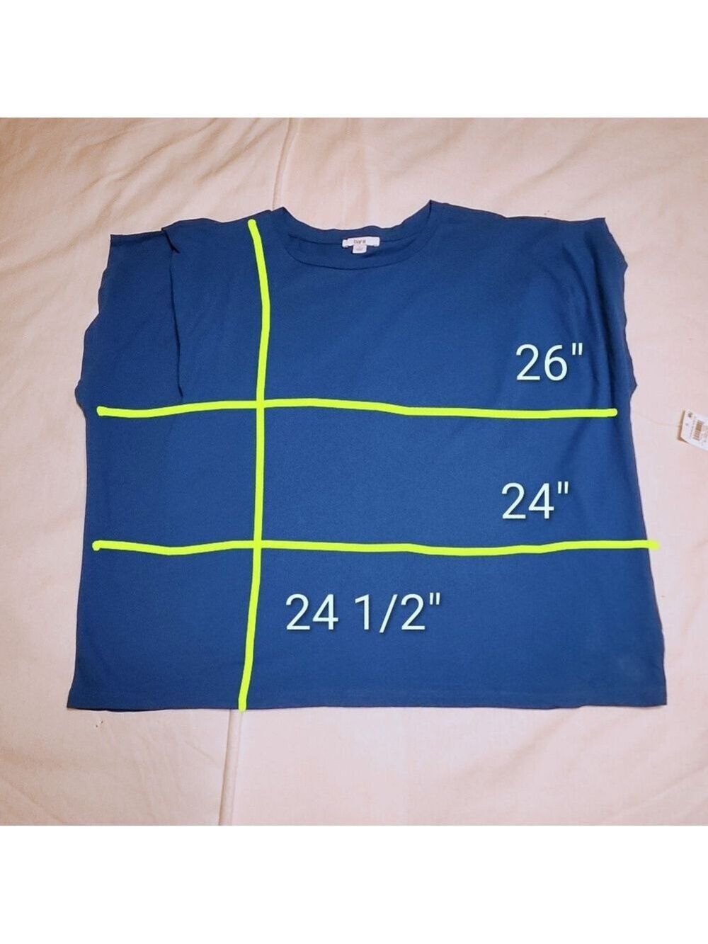 Bar III Pleated Sleeve Structured T-Shirt Batwing Blouse Top Bright Blue Large - Picture 9 of 9